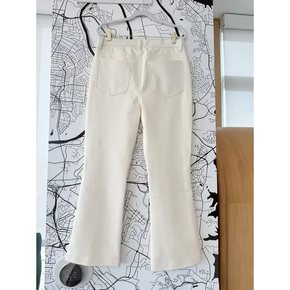 7 For All Mankind High Waist Slim Kick Faux Leather Beige Pants - Size 30, NWT